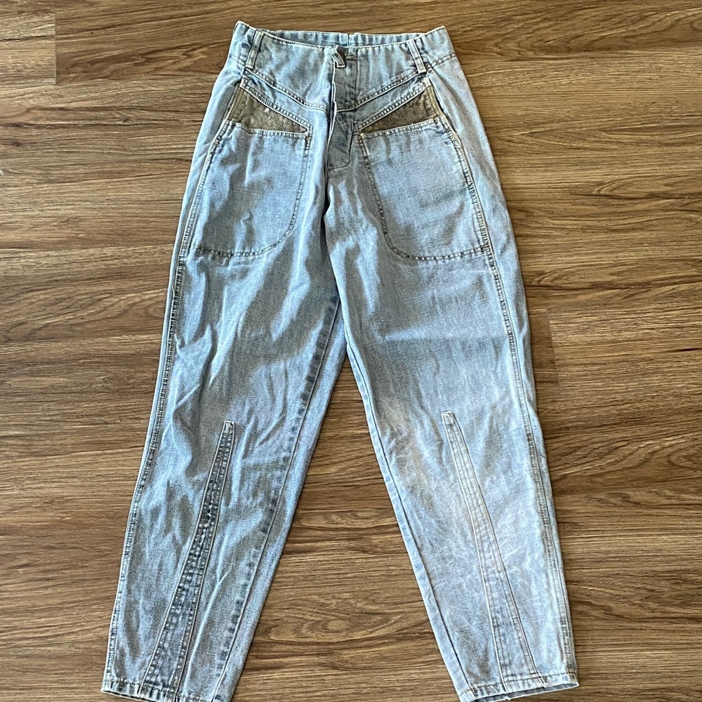 VTG 80’s guess mom jean high rise leather pockets 30 taper leg riding pants